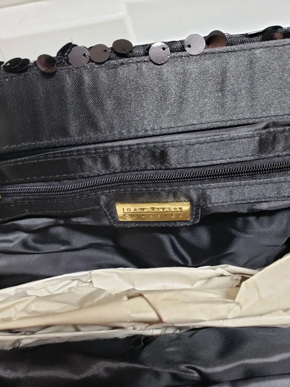 Joan Rivers Black Sequin Evening Clutch